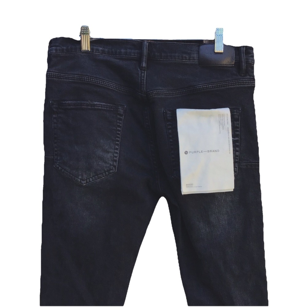 Purple Brand P002 Men's 33 Black Distressed Skinny Jeans Paint Splatter 34x32